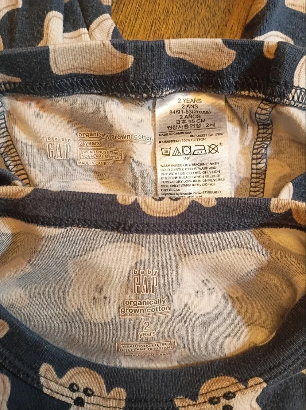 Baby Gap Organic Cotton Halloween Ghost Pajama Set Toddler Size 2 Years Blue